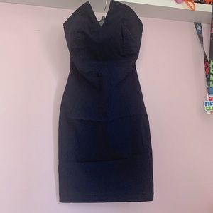 Navy blue mini dress, invisible zipper sexy body fit size xs strapless b-neck